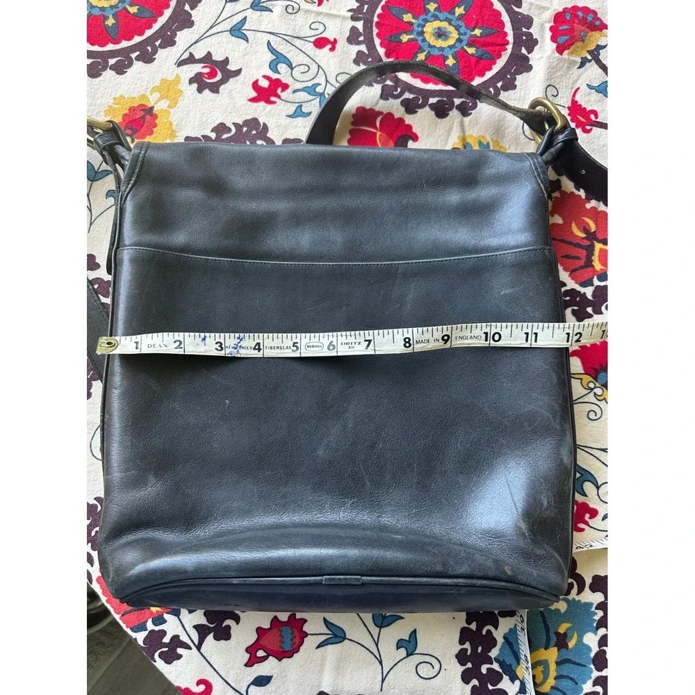 Vintage Coach Black‎ Leather Messenger Bag Crossbody USA Made 0239 232